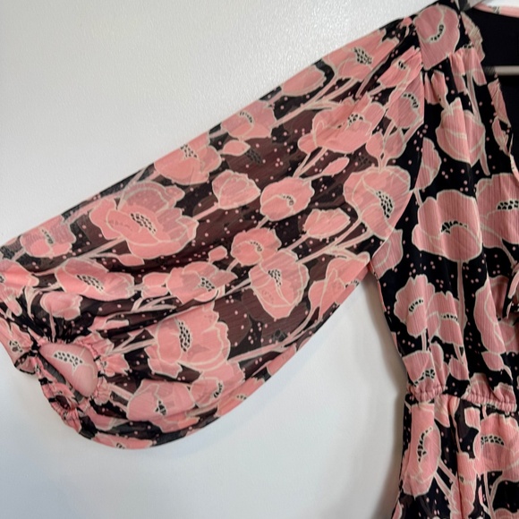 NWOT TED BAKER Priana Ruffle Sleeve Floral Romantic Mini Dress Pink Black Size 2 - Picture 9 of 15